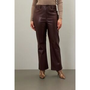 Marissa Webb Pants Womens 8 Red Purple Faux Leather High Rise Flare Leg